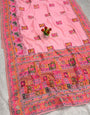 Delightful Pink Pashmina Silk Saree With Enamoring Blouse Piece