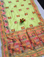 Vestigial Pista Pashmina Silk Saree With Moiety Blouse Piece