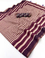 Pretty Beige and Wine Printed Cotton Silk Saree With Twirling Blouse Piece