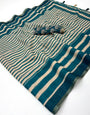 Flattering Beige and Rama Printed Cotton Silk Saree With Amiable Blouse Piece