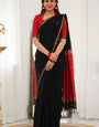 Staggering Black Cotton Silk Saree With Pulsating Blouse Piece