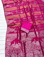 Mesmerising Dark Pink Soft Banarasi Tissue Silk Saree With Sophisticated Blouse Piece