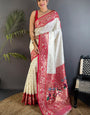 Vibrant Beige Paithani Silk Saree With Grandiose Blouse Piece