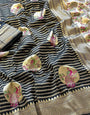Enticing Black Soft Banarasi Silk Saree With Blooming Blouse Piece