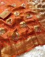 Tremendous Orange Soft Banarasi Silk Saree With Exuberant Blouse Piece