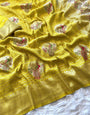 Dazzling Yellow Soft Banarasi Silk Saree With Amiable Blouse Piece