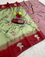 Delectable Pista Soft Silk Saree With Imaginative Blouse Piece