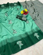 Seraphic Sea Green Soft Silk Saree With Bewitching Blouse Piece