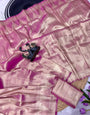 Dulcet Pink Banarasi Tissue Silk Saree With Proficient Blouse Piece