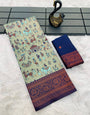 Trendy Pista Soft Banarasi Tissue Silk Saree With Smashing Blouse Piece