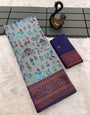 Snazzy Sky Soft Banarasi Tissue Silk Saree With Unequalled Blouse Piece