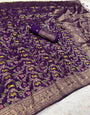 Gossamer Royal Purple Soft Banarasi Silk Saree With Enchanting Blouse Piece