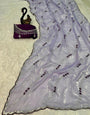 Captivating Lavender Sequence Work Fandy Silk Saree With Desultory Blouse Piece