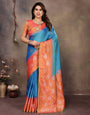 Magnetic Firozi Soft Banarasi Silk Saree With Divine Blouse Piece
