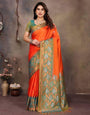 Redolent Orange Soft Banarasi Silk Saree With Fugacious Blouse Piece