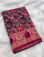 Designer Wine Soft Banarasi Silk Saree With Ravishing Blouse Piece
