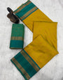 Exceptional Mustard Soft Banarasi Silk Saree With Incredible Blouse Piece