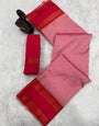 Imaginative Pink Soft Banarasi Silk Saree With Opulent Blouse Piece