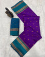 Nectarous Royal Purple Soft Banarasi Silk Saree With Tantalizing Blouse Piece