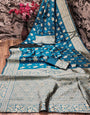 Epiphany Blue Soft Silk Saree With Refreshing Blouse Piece