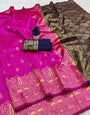 Fugacious Dark Pink Soft Silk Saree With Energetic Blouse Piece