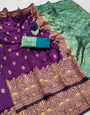 Posh Purple Soft Silk Saree With Snappy Blouse Piece