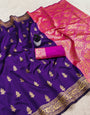 Alluring Purple Soft Silk Saree With Blissful Blouse Piece