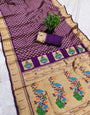 Majestic Purple Paithani Silk Saree With Resplendent Blouse Piece