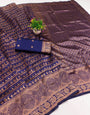Fragrant Navy Blue Soft Silk Saree With Lovely Blouse Piece
