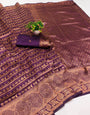 Exuberant Purple Soft Silk Saree With Magnetic Blouse Piece