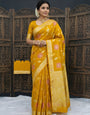 Divine Mustard Banarasi Dola Silk Saree With Jubilant Blouse Piece
