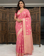 Beauteous Pink Banarasi Dola Silk Saree With Outstanding Blouse Piece