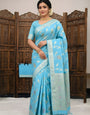 Panache Sky Banarasi Dola Silk Saree With Inspiring Blouse Piece