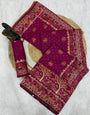 Pleasant Purple Pashmina Saree With Blissful Blouse Piece