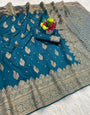 Scrumptious Rama Soft Silk Saree With Exquisite Blouse Piece