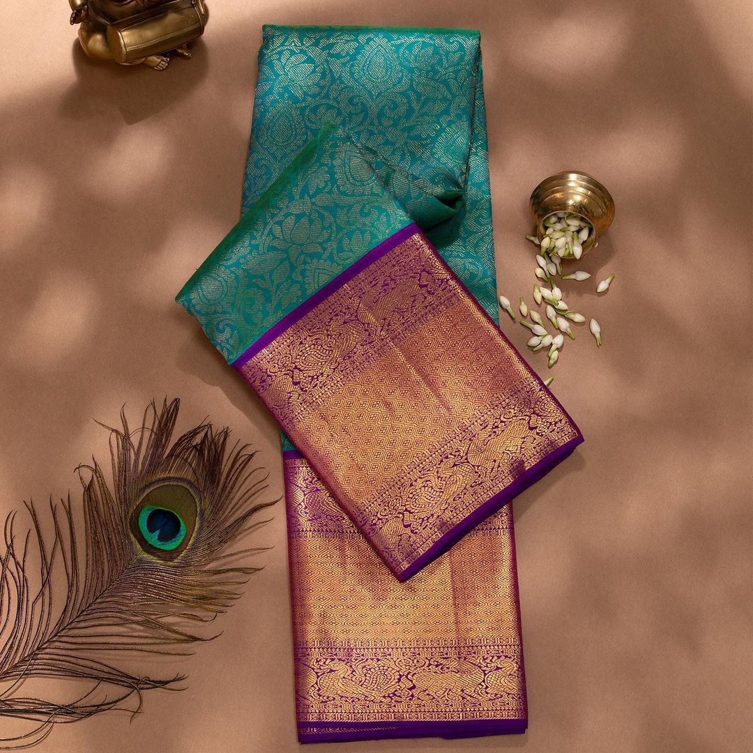 Classy Rama Soft Silk Saree With Diaphanous Blouse Piece