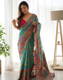 Enigmatic Rama Pashmina Saree With Unequalled Blouse Piece