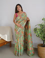 Staggering Pista Pashmina Saree With Scrupulous Blouse Piece