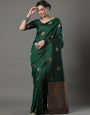 Moiety Green Soft Silk Saree With Vestigial Blouse Piece