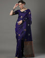 Fugacious Purple Soft Silk Saree With Aplomb Blouse Piece