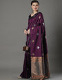 Opulent Wine Soft Silk Saree With Adorning Blouse Piece