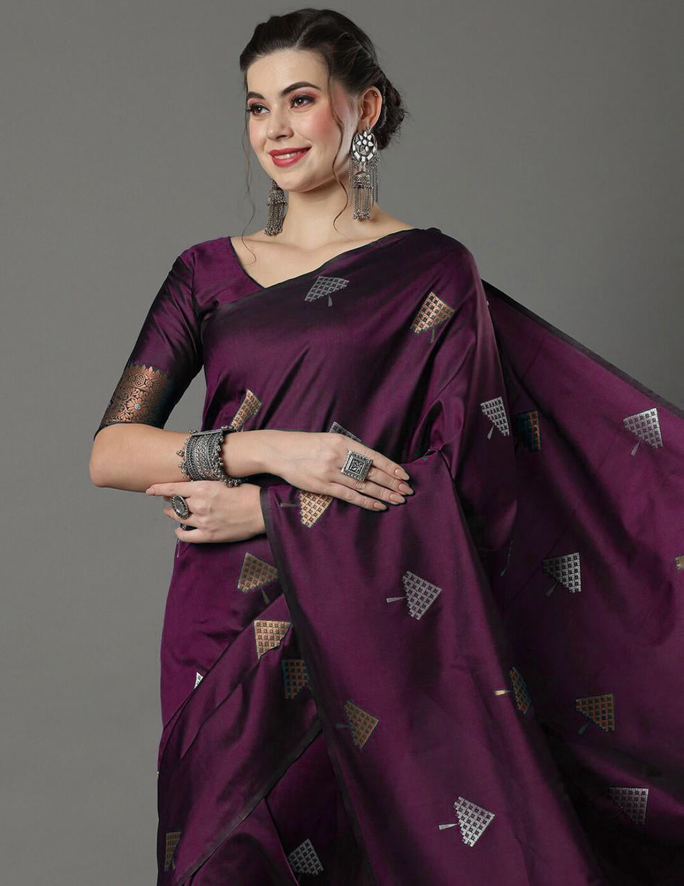 Opulent Wine Soft Silk Saree With Adorning Blouse Piece