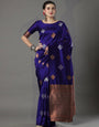 Evocative Royal Blue Soft Silk Saree With Amazing Blouse Piece