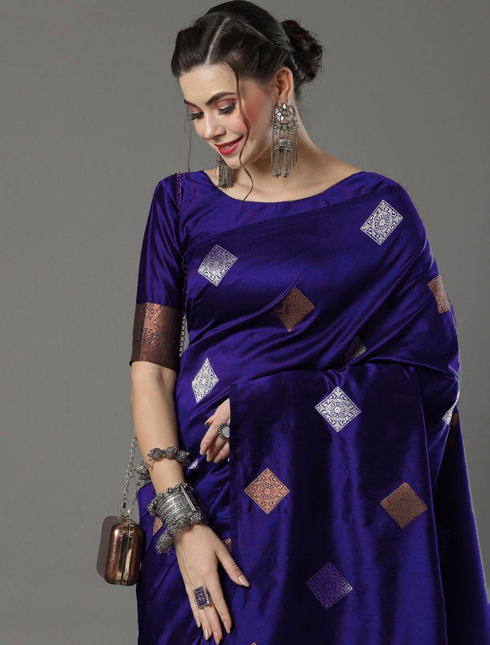 Evocative Royal Blue Soft Silk Saree With Amazing Blouse Piece