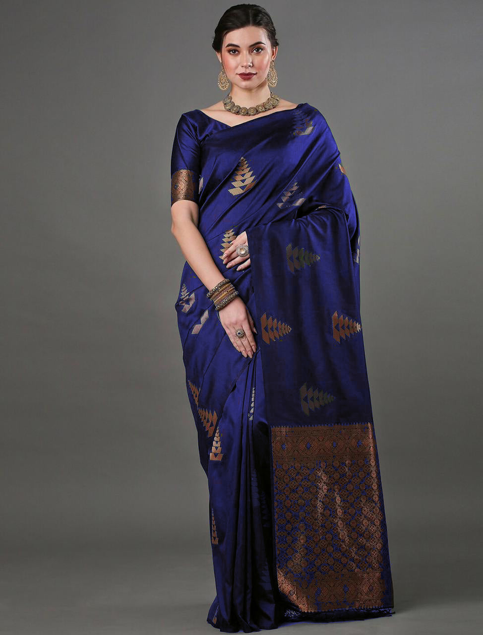 Opulent Blue Soft Silk Saree With Unique Blouse Piece