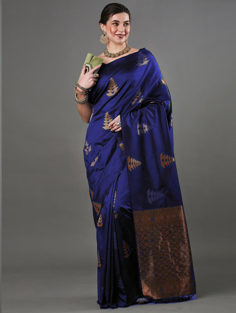 Opulent Blue Soft Silk Saree With Unique Blouse Piece