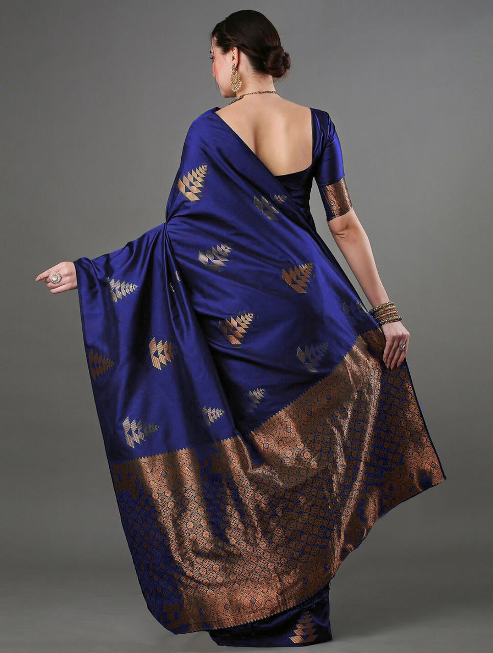 Opulent Blue Soft Silk Saree With Unique Blouse Piece