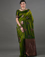 Attractive Mehndi Soft Silk Saree With A Blouse Piece