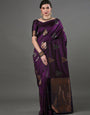 Dissemble Purple Soft Silk Saree With Hypnotic Blouse Piece