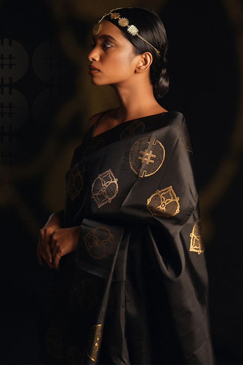 Whimsical Black Soft Silk Saree With Ebullience Blouse Piece